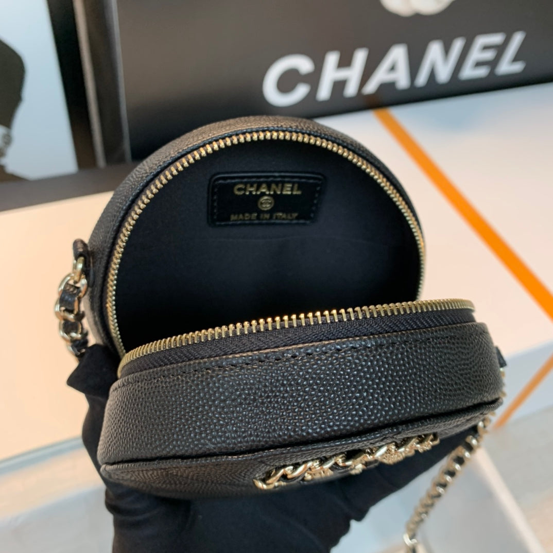 ChanelRound Bag Crossbody Black For Women 4.7in/12cm