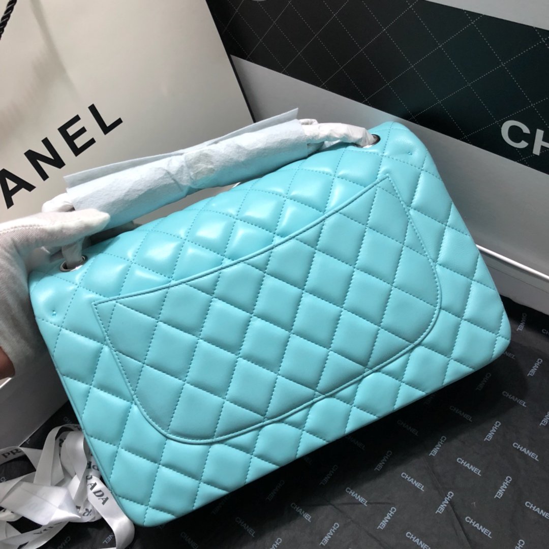 ChanelLarge Classic Handbag Silver Hardware Blue For Women, Women’s Handbags, Shoulder Bags 11.8in/30cm
