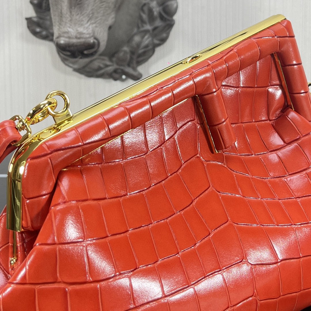 FI First Small Orange Crocodile Bag For Woman 26cm/10in