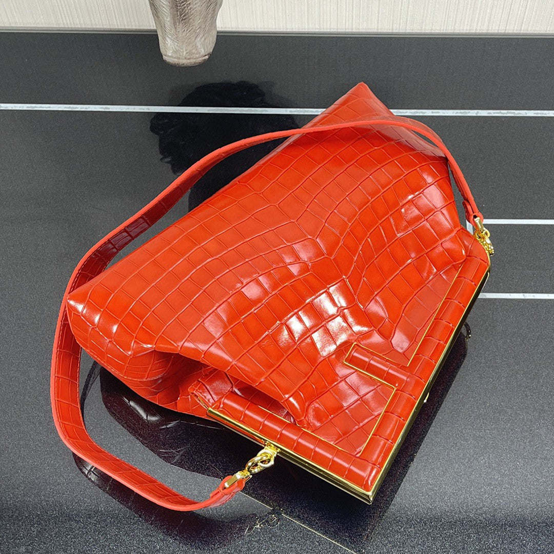 FI First Medium Orange Crocodile Bag For Woman 32.5cm/13in
