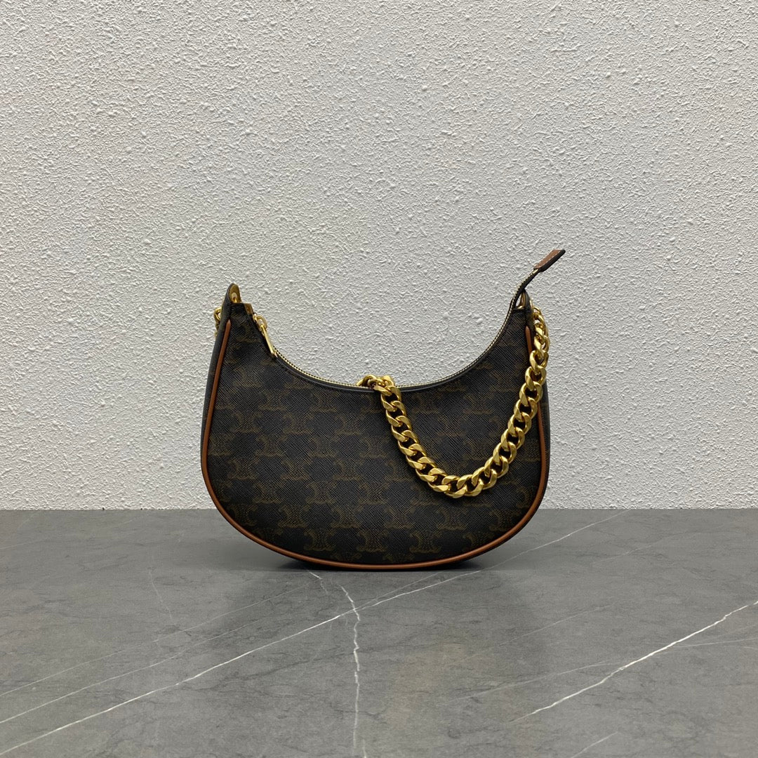 CE Medium Ava Chain In Triomphe Canvas Tan For Women 10in/25cm 199582BZJ.04LU