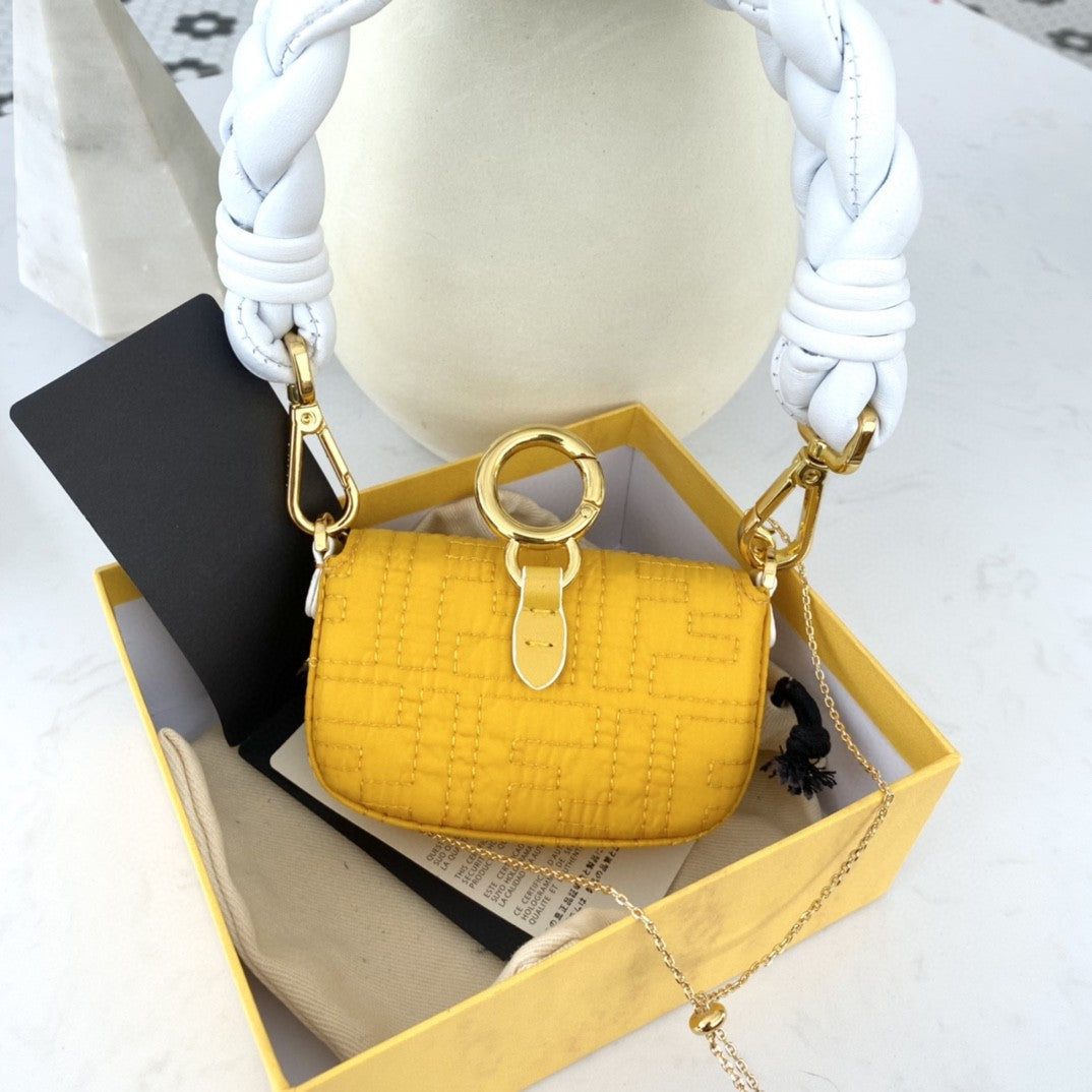 FI Nano Baguette Maxi Handle Yellow and White Bag For Woman 6.5cm/2.5in