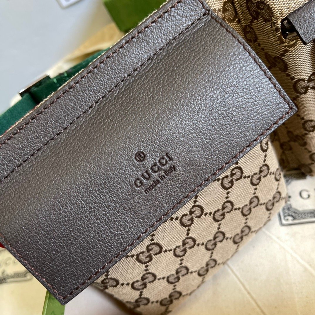 gg Supreme Canvas Two Pocket Waist Belt Bag Beige/Ebony gg Supreme Canvas, With Brown For Men 3in/7.5cm gg 450956 493075