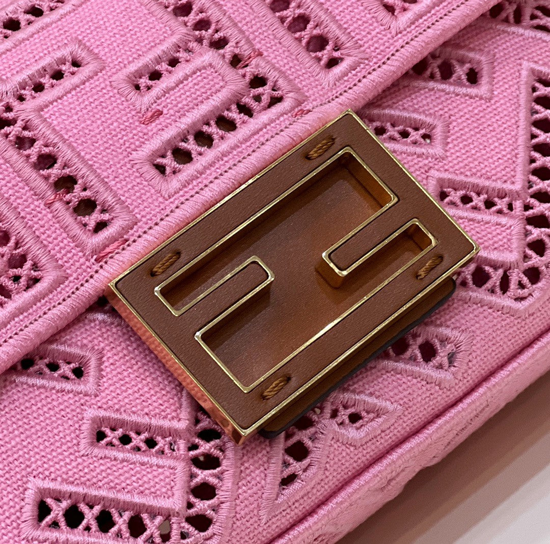 FI Baguette Pink with Embroidery Small Bag For Woman 21cm/8in