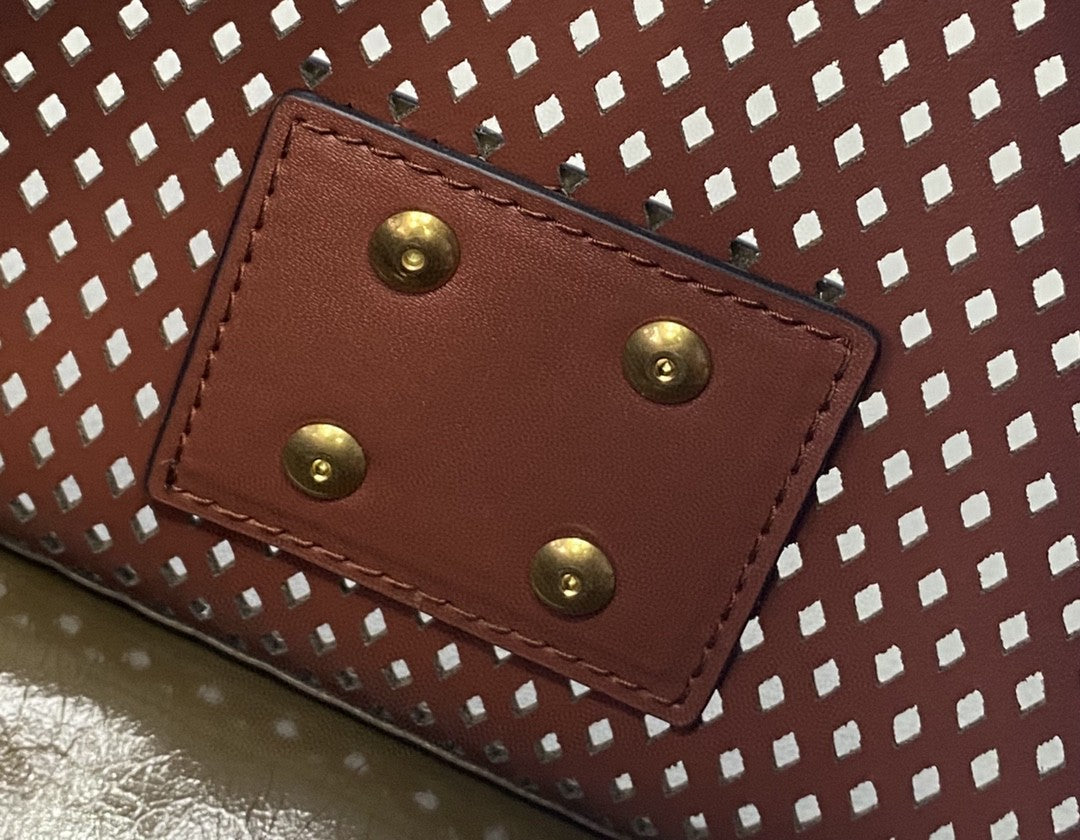 FI Medium Kan U White and Brown Bag For Woman 25cm/10in