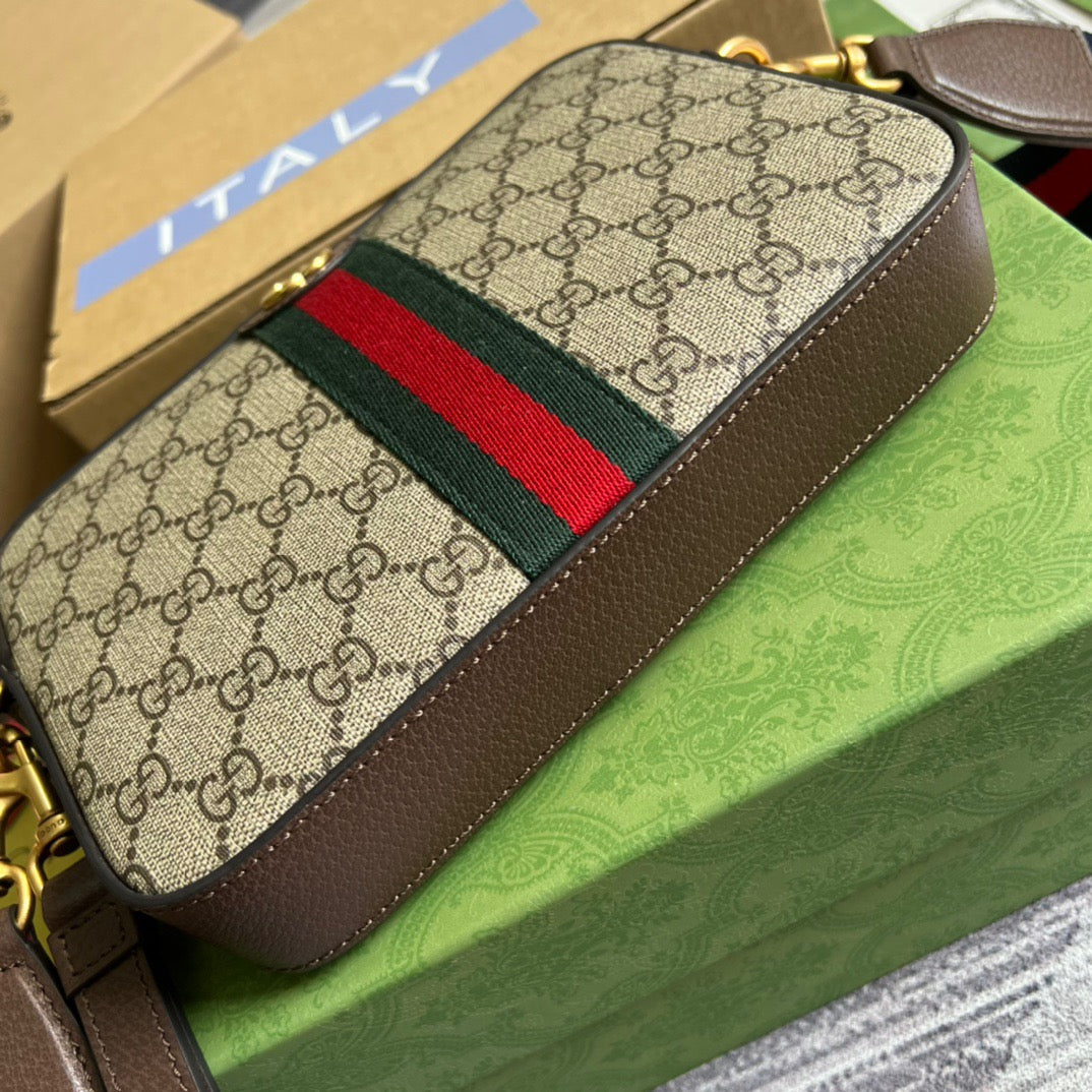 gg Ophidia gg Shoulder Bag Beige And Ebony gg Supreme Canvas For Women 9.2in/23cm gg 699439 9C2ST 8920