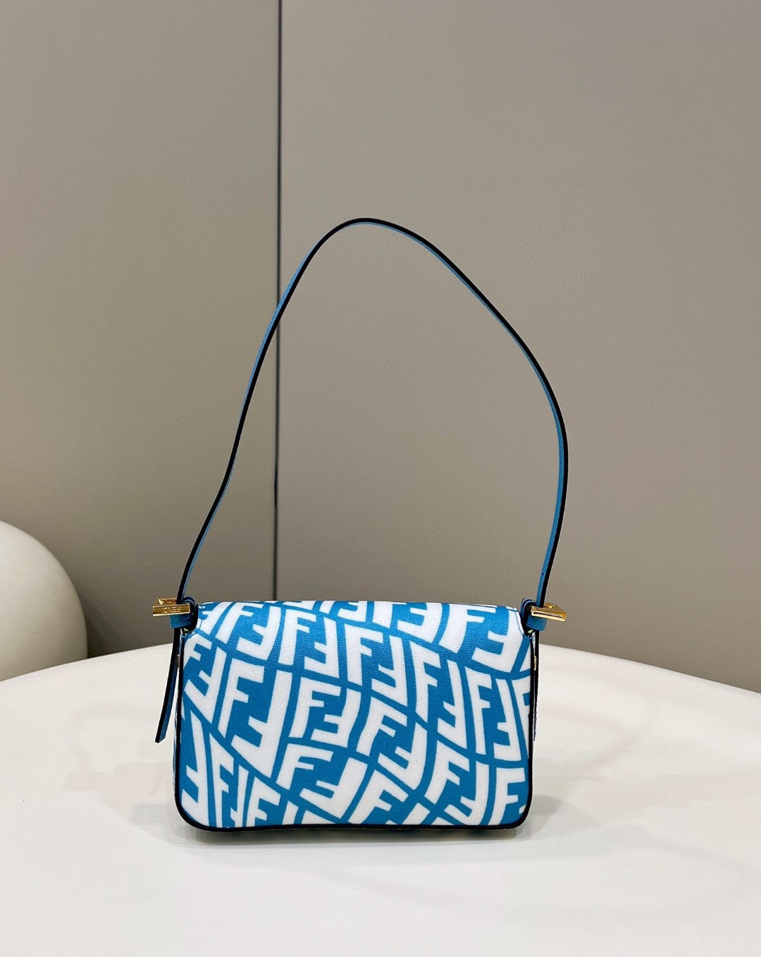 FI Mini Baguatte 1997 Blue Glazed Bag For Woman 19.5cm/7.5in