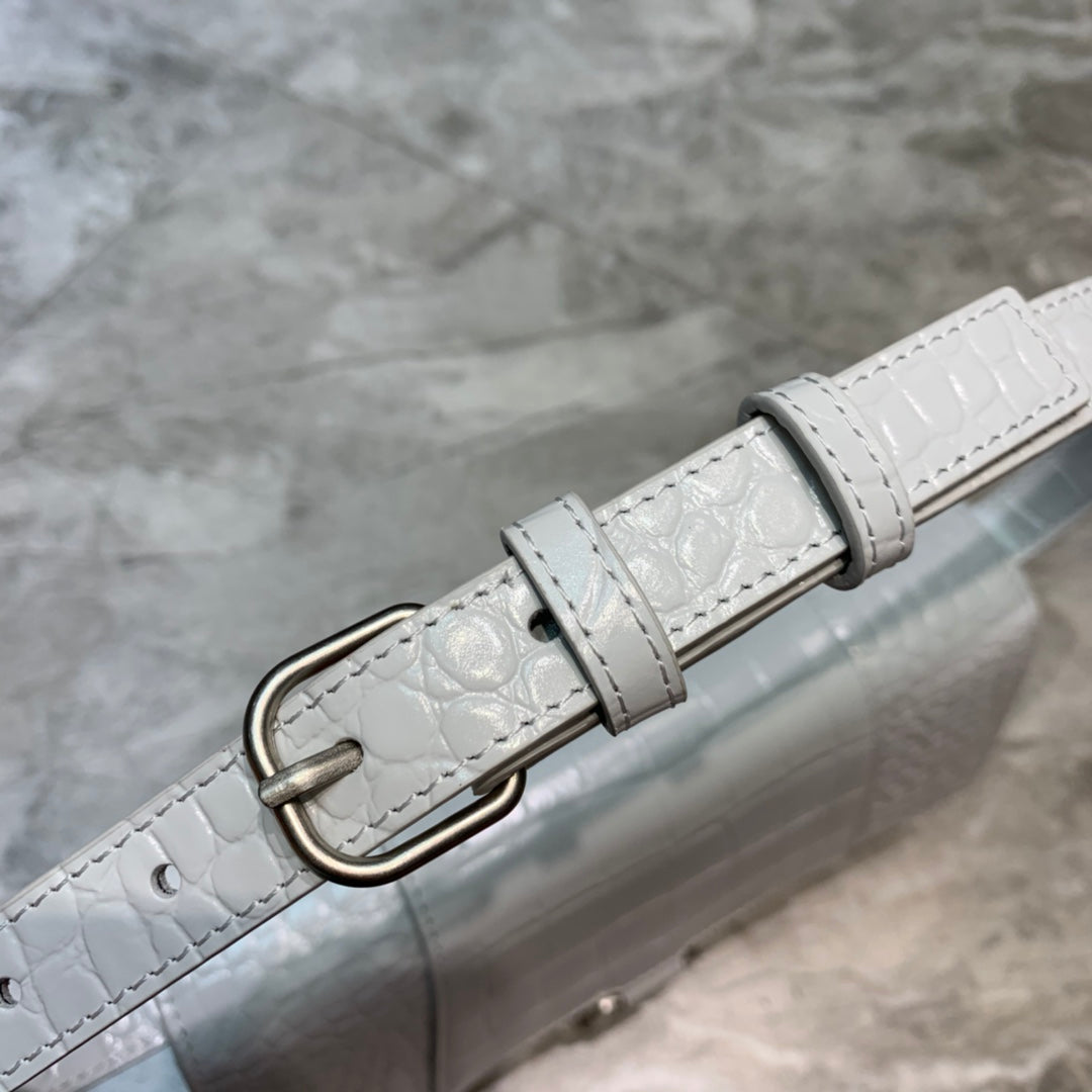 Balen Hourglass Handbag In White, For Women, Bags 9.8in/25cm