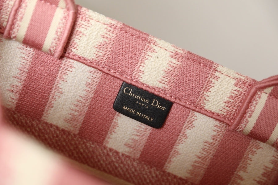 DI Medium Book Tote Pink D-Stripes Embroidery For Women 36cm/16.5in CD