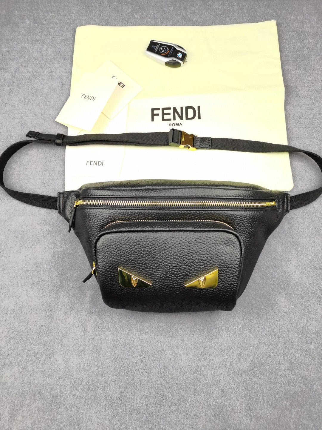 FI Little Monster Belt Bag Black For Men, Men’s Bag 7.9in/20cm FF
