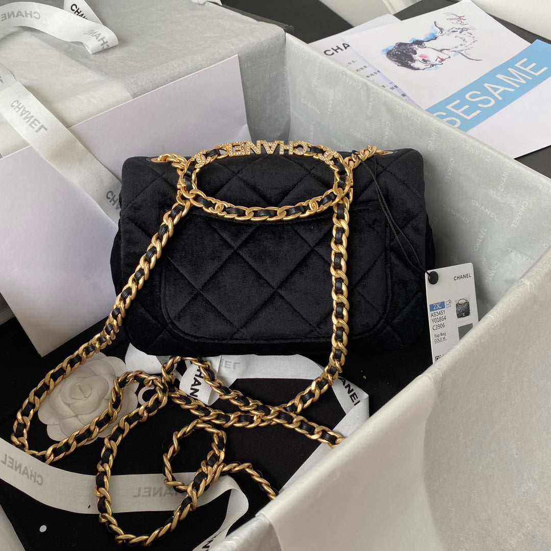 Chanel Flap Bag Gold Hardware Black For Women, Women’s Handbags, Shoulder Bags 9.4in/24cm AS3451