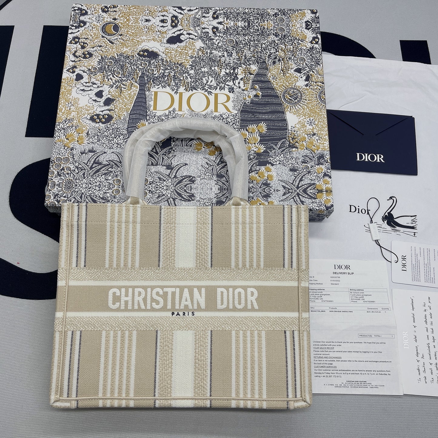 DI Medium Book Tote Beige, For Women, Women’s Handbags 14in/36cm CD