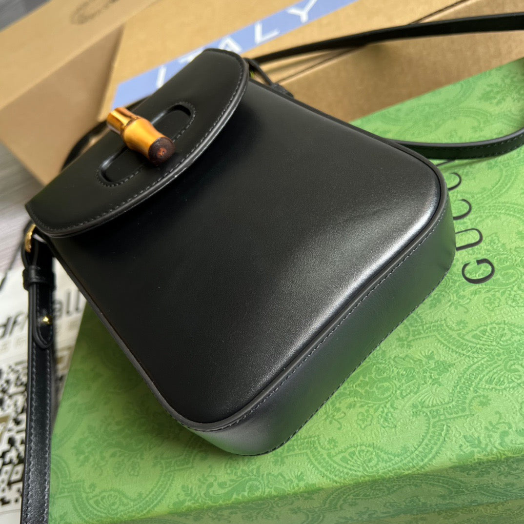 gg Bamboo Mini Handbag Black For Women, Women’s Bags 6.2in/16cm gg 702106 UZY0T 1000