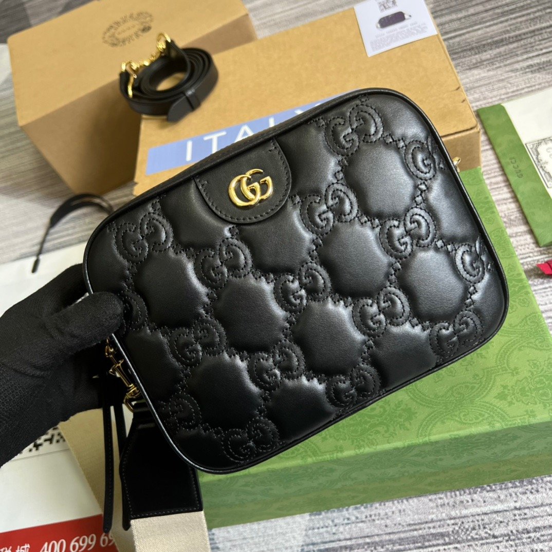 gg Matelasse Shoulder Bag Black For Women, Women’s Bags 8.5in/22cm gg 702234 UM8HG 1046
