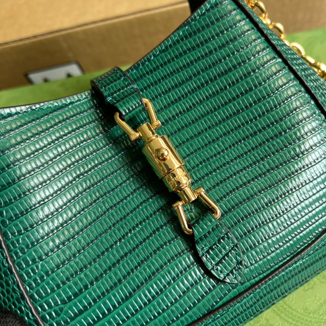 gg Jackie 1961 Lizard Mini Bag Green For Women, Women’s Bags 7.5in/19cm gg 