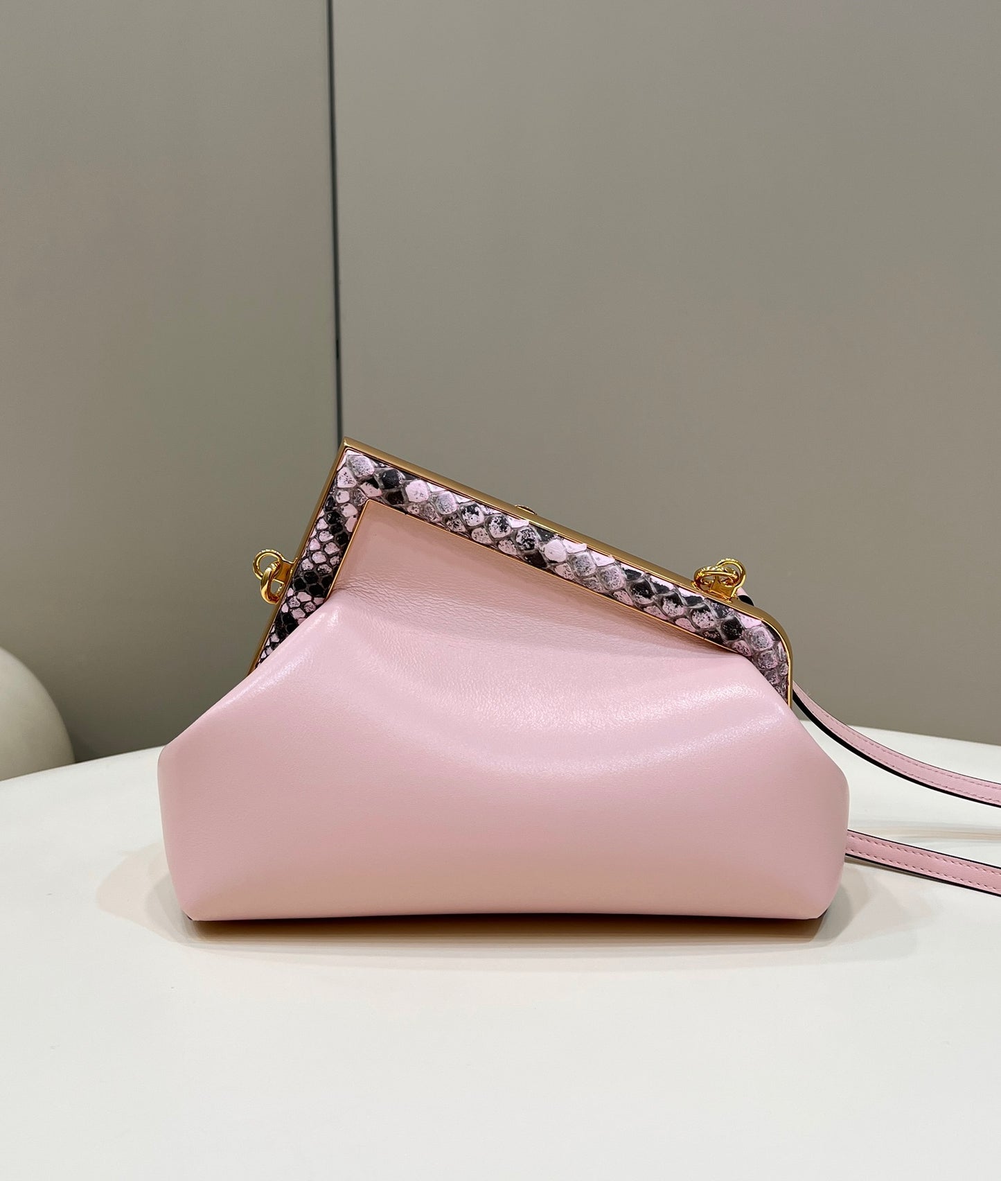 FI First Small Pink and Pink python Bag For Woman 26cm/10in
