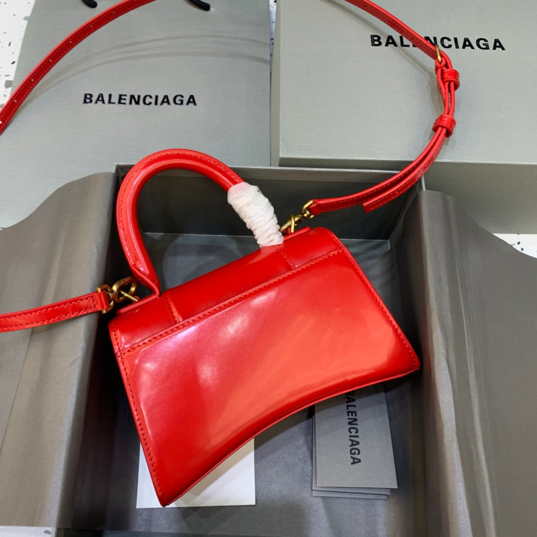Balen Hourglass XS Handbag In Red, For Women, Bags 7.4in/19cm