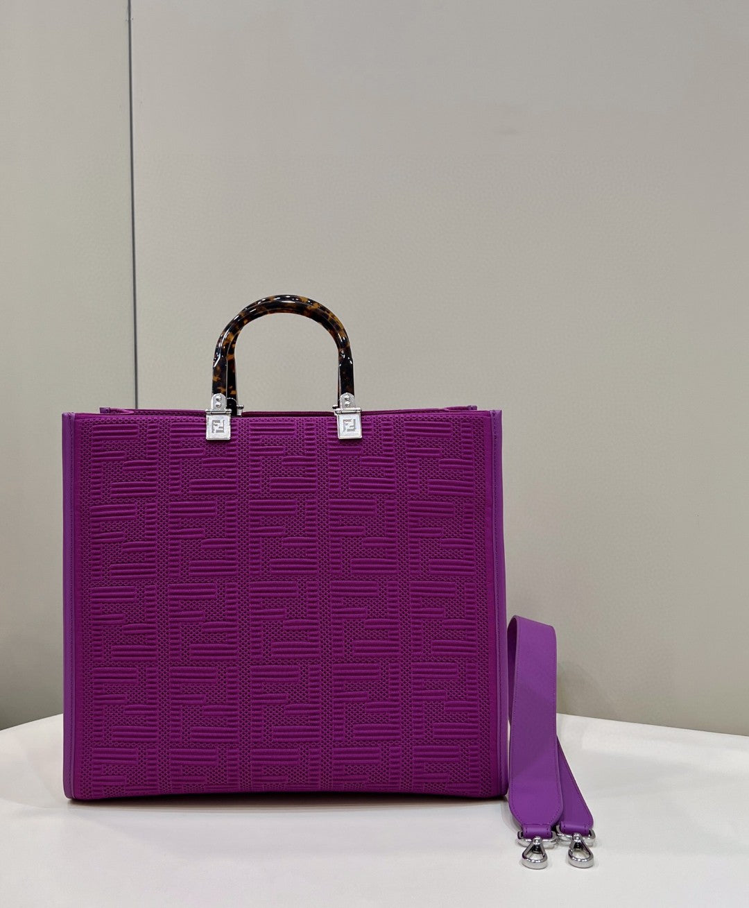 FI Sunshine Medium Purple FF fabric shopper Bag For Woman 31cm/12in 8BH386AHWCF037T