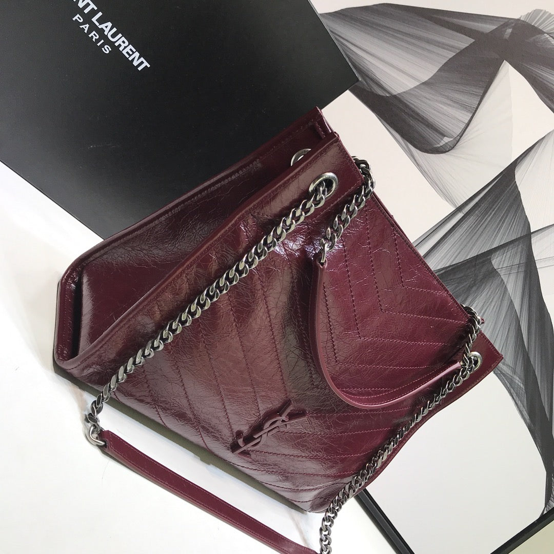 YSSL Niki Medium Shopping Bag Burgundy For Women 12.6in/32cm YSL