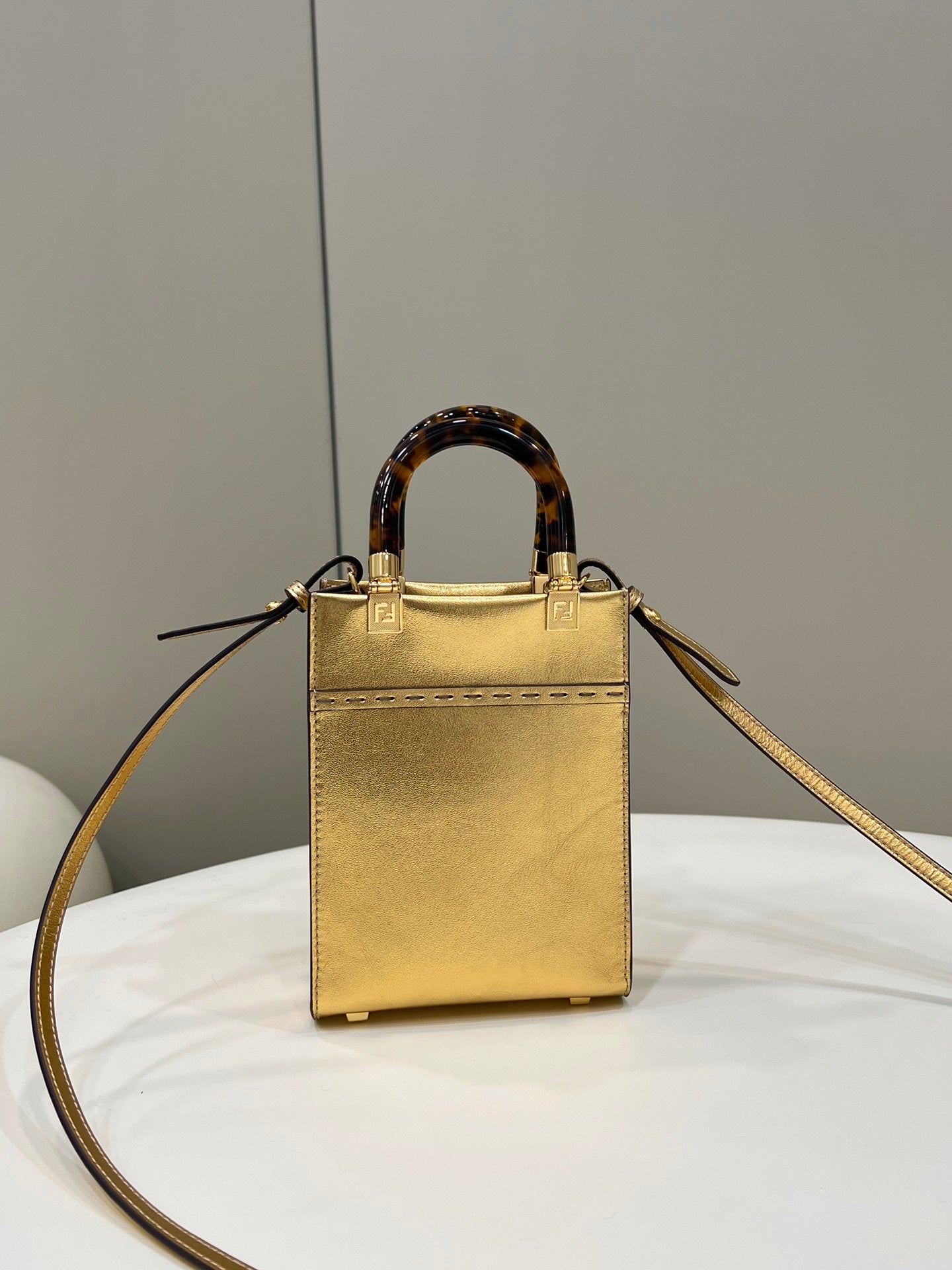 FI Mini Sunshine Shopper Gold For Women, Women’s Handbags, Shoulder And Crossbody Bags 7.1in/18cm FF 8BS051AJH7F1GNN
