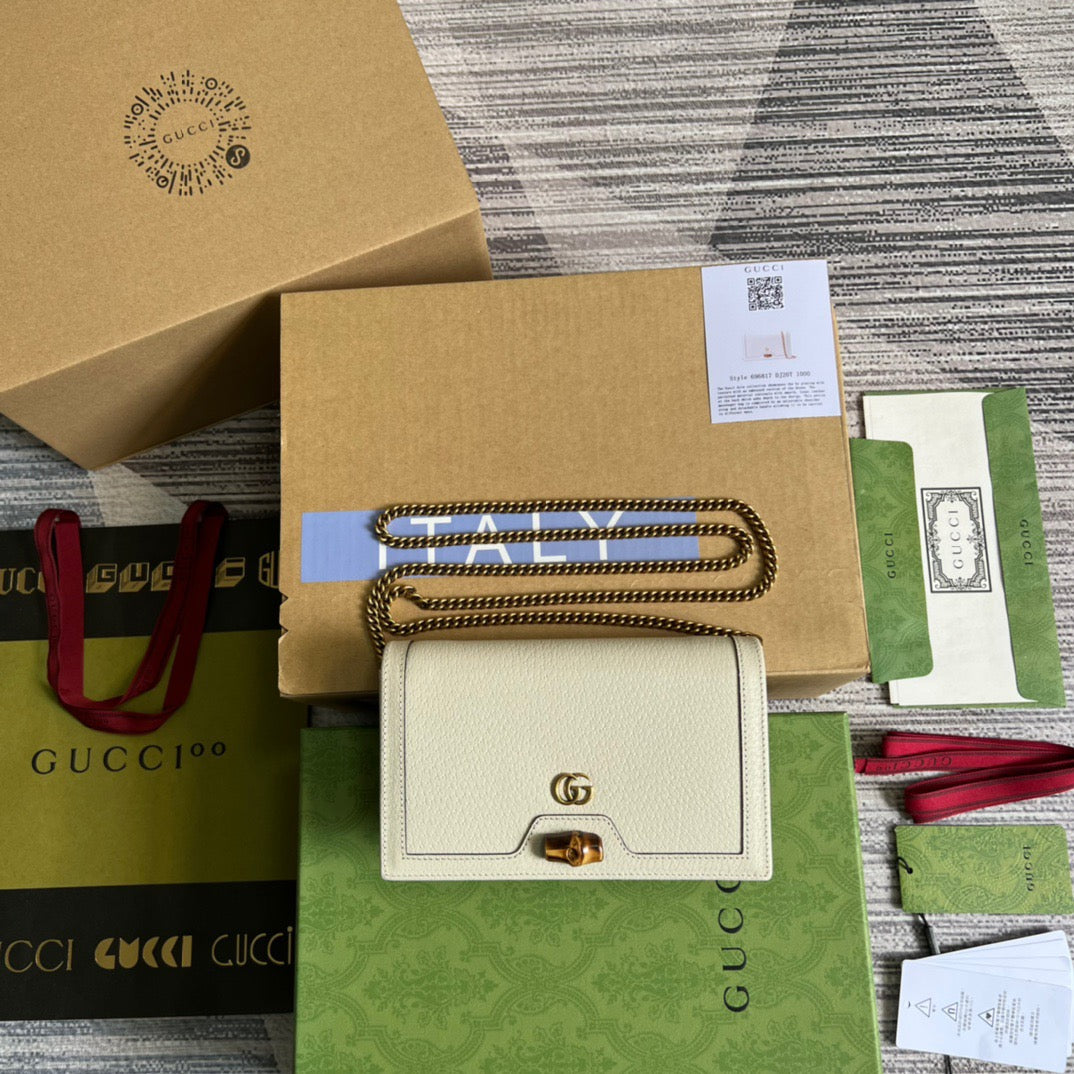 gg Diana Mini Bag With Bamboo White For Women, Women’s Bags 7.5in/19cm gg