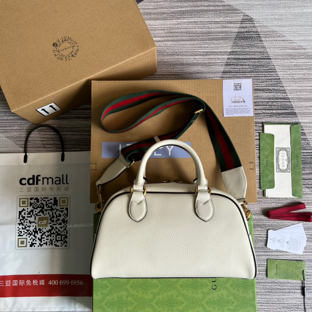 gg x Adidas Mini Duffle Bag White For Women, Women’s Bags 12.4in/32cm gg 702397 U3ZCT 8727