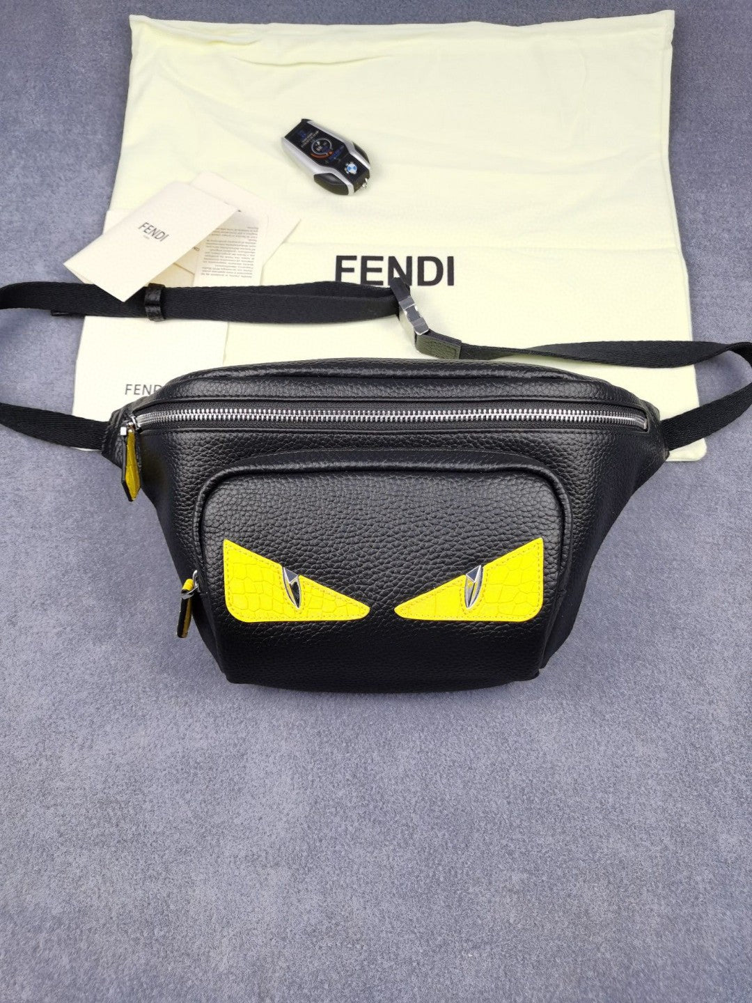 FI Little Monster Belt Bag Black/Yellow For Men, Men’s Bags 7.9in/20cm FF