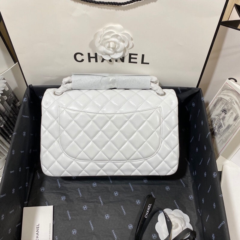ChanelLarge Classic Handbag Silver Hardware White For Women, Women’s Handbags, Shoulder Bags 11.8in/30cm