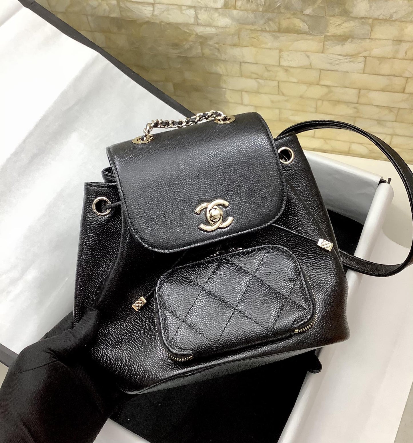 ChanelSmall Affinity Backpack Black For Women, Women’s Bags 9.8in/25cm