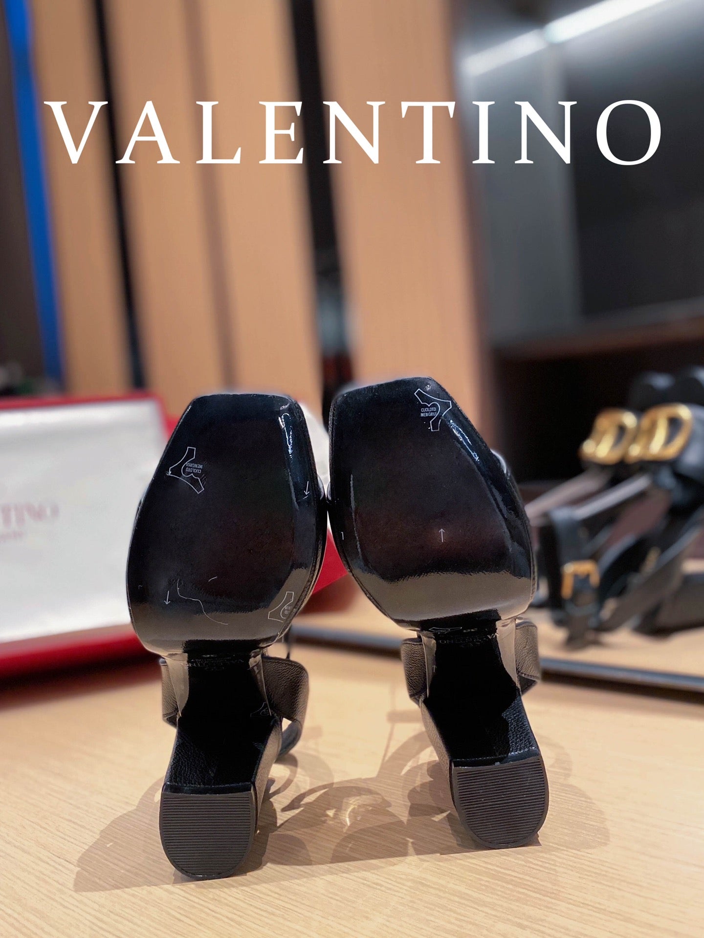 Valentino Garavani Strap Heeled Sandals With V Logo Signature Embellishment Black For Women