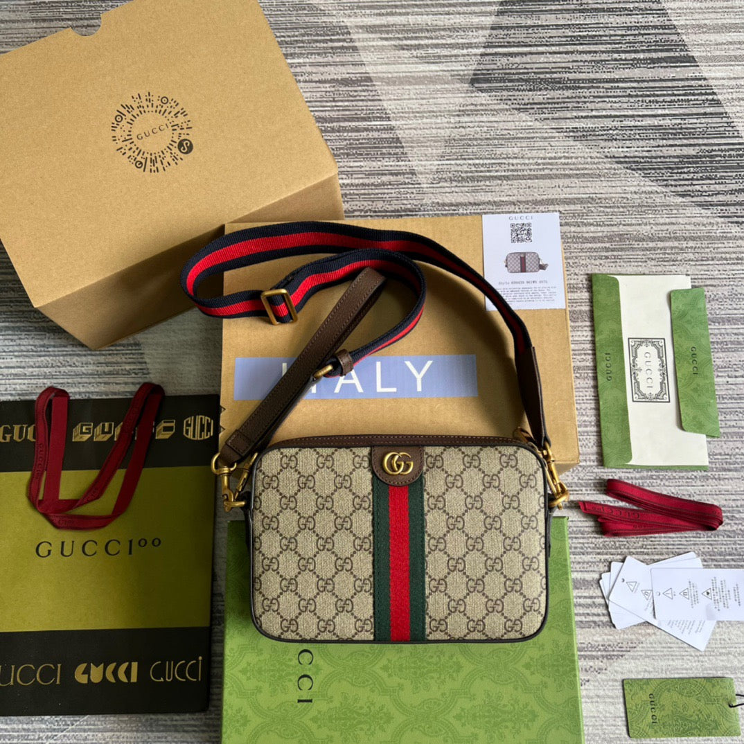 gg Ophidia gg Shoulder Bag Beige And Ebony gg Supreme Canvas For Women 9.2in/23cm gg 699439 9C2ST 8920