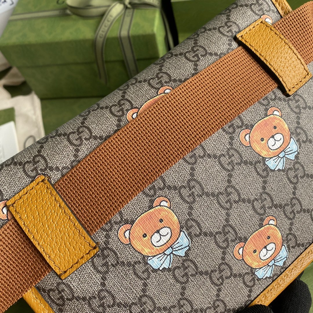 gg Ophidia Belt Bag Beige And Orange gg Supreme Canvas For Women 8.7in/22cm gg 