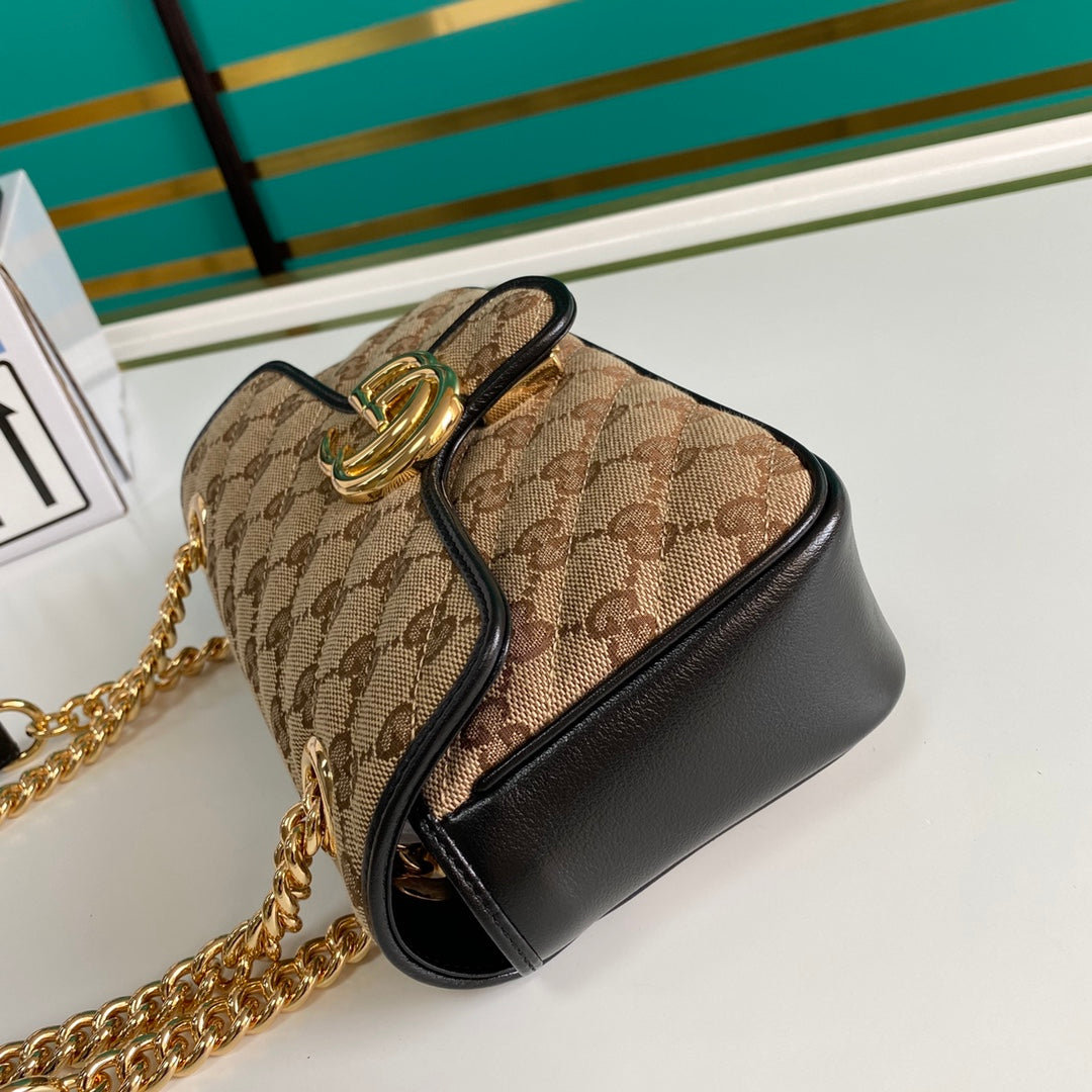 gg Marmont Matelassé Mini Bag Beige/Ebony Diagonal Matelassé Original gg Canvas For Women 8.5in/22cm 446744