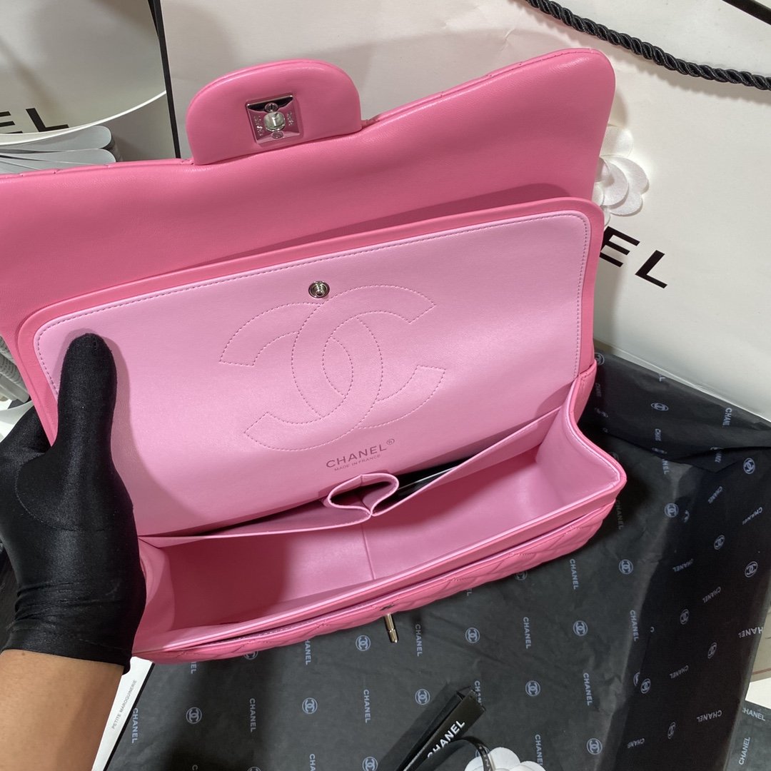 ChanelLarge Classic Handbag Silver Hardware PiNike For Women, Women’s Handbags, Shoulder Bags 11.8in/30cm