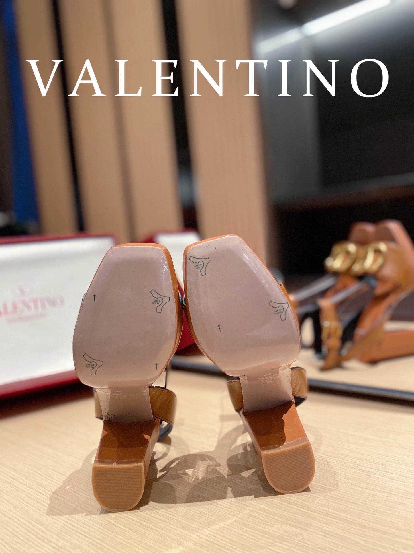 Valentino Garavani Strap Heeled Sandals With V Logo Signature Embellishment Orange For Women