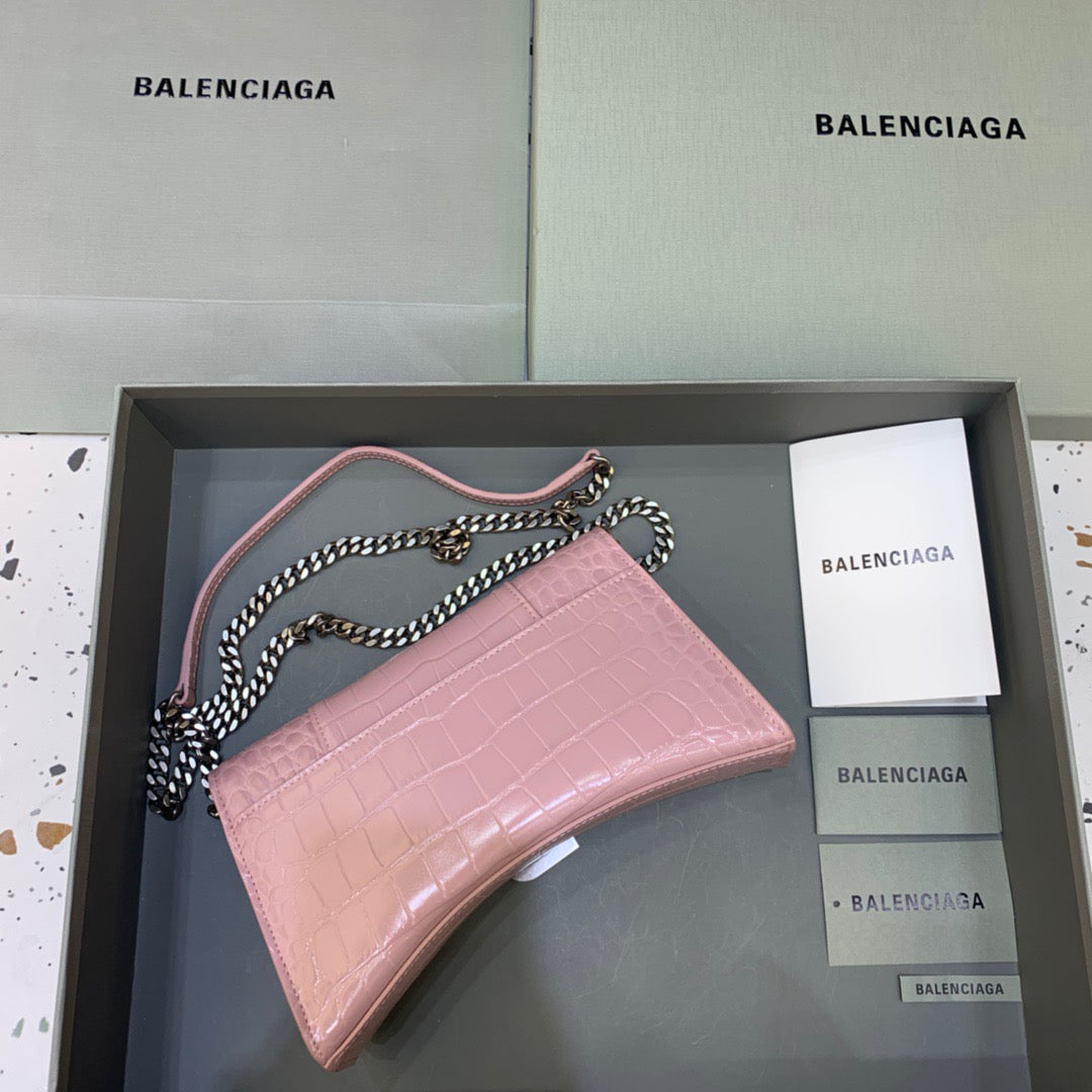 Balen Hourglass Wallet On Chain in Light Pink, For Women, Bags 9in/23cm