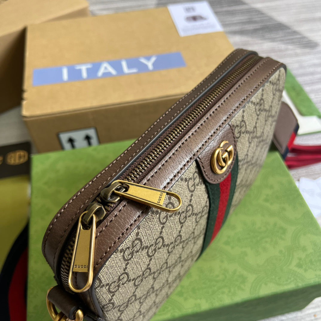 gg Ophidia gg Shoulder Bag Beige And Ebony gg Supreme Canvas For Women 9.2in/23cm gg 699439 9C2ST 8920