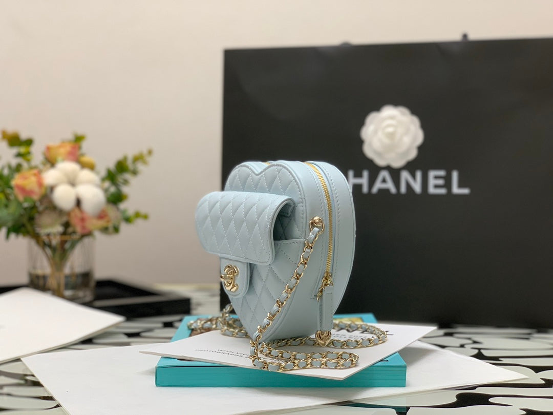 ChanelMini Heart Bag Grey For Women 7in/18cm AS3191 B07958