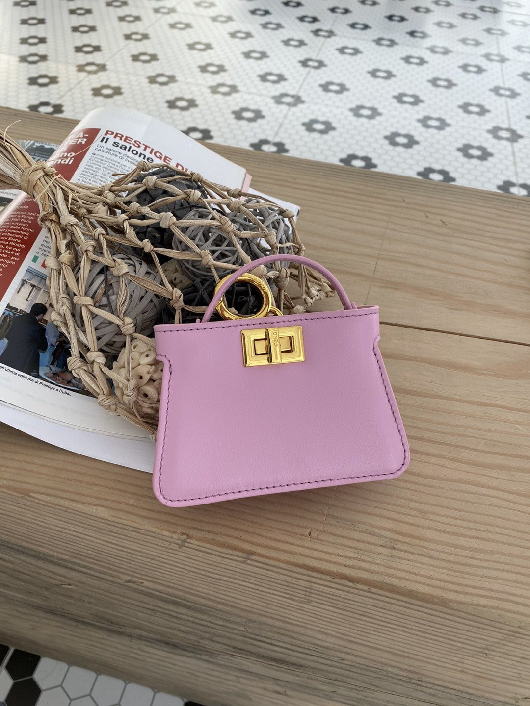 FI Nano Peekaboo Charm Crossbody Pink Bag For Woman 12cm/4.5in