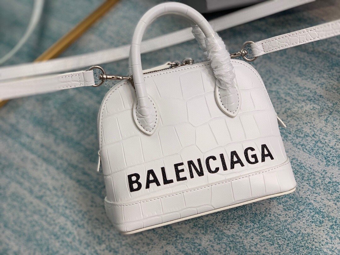 Balen Ville Mini Handbag In White, For Women, Bags 4.7in/12cm