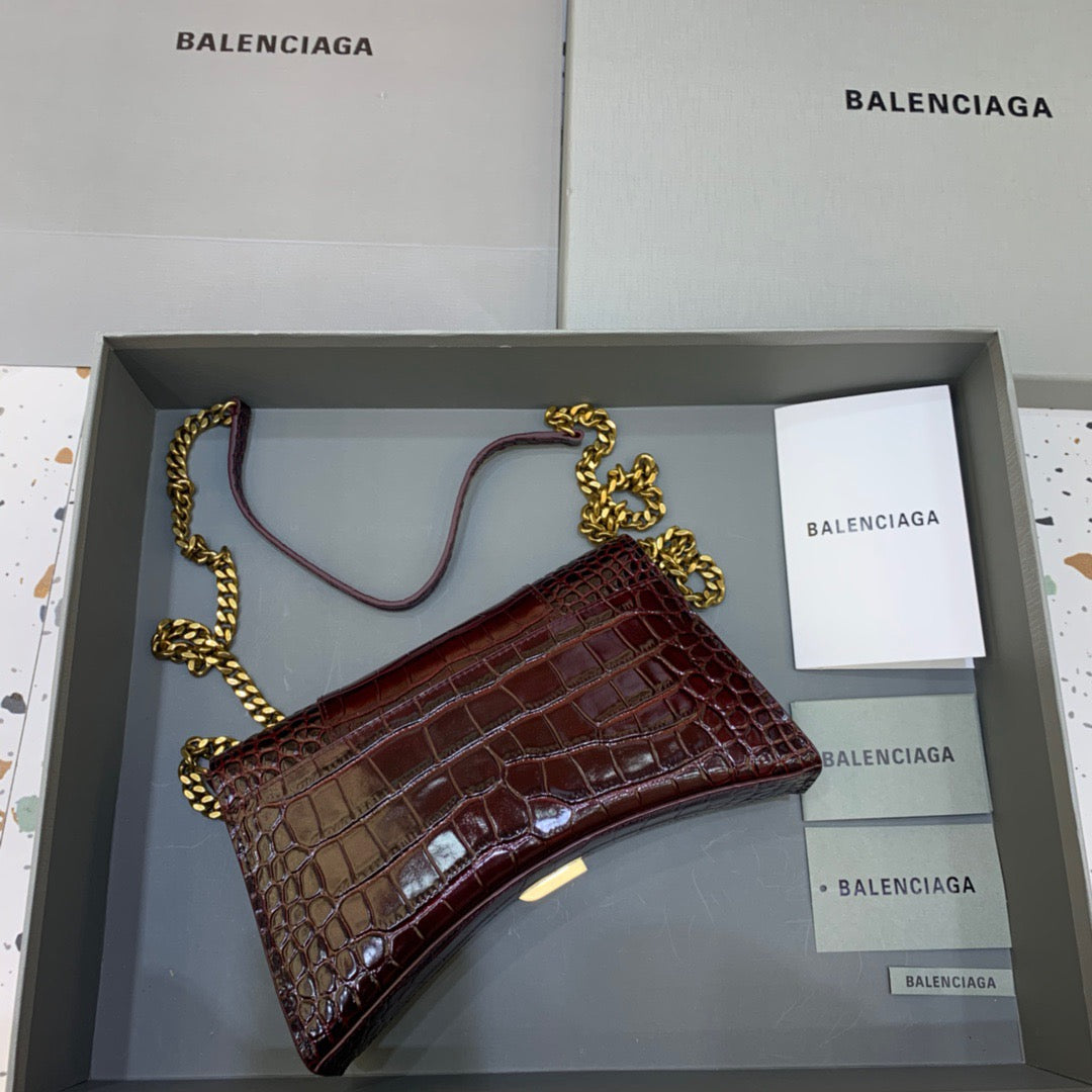 Balen Hourglass Wallet On Chain in Dark Red, For Women, Bags 9in/23cm