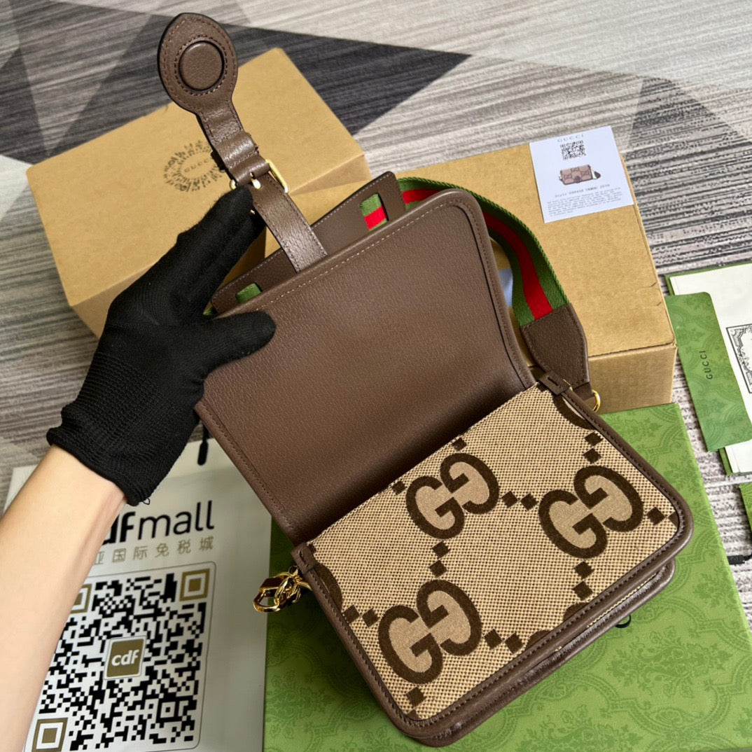 gg Ophidia Mini Jumbo gg Bag Camel And Ebony Jumbo gg Canvas For Men 4.7in/12cm gg
