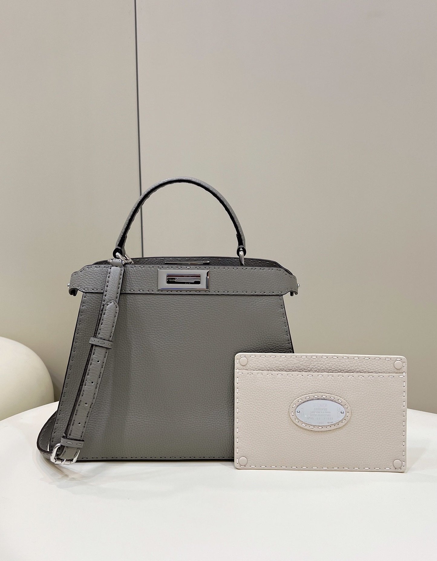 FI Peekaboo ISeeU Medium Gray For Women, Women’s Handbags, Shoulder Bags 13.1in/33.5cm FF
