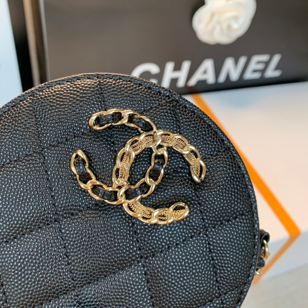 ChanelRound Bag Crossbody Black For Women 4.7in/12cm