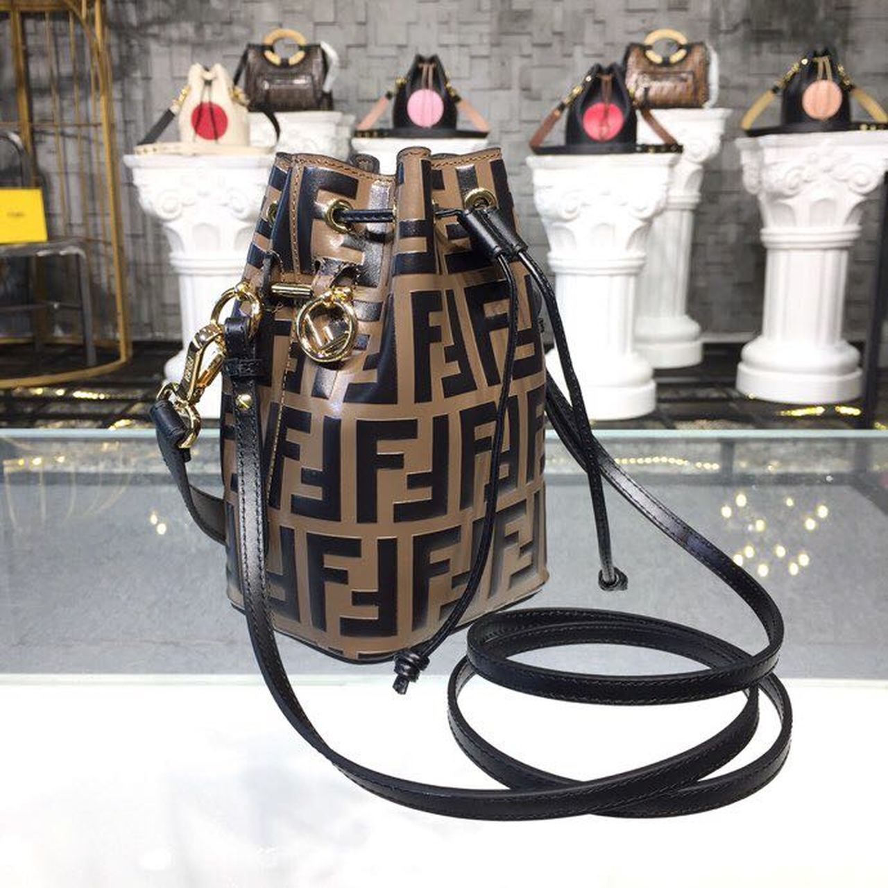 FI Mon Tresor Brown/Black For Women, Women’s Handbags, Shoulder And Crossbody Bags 7in/18cm FF 8BS010A659F13VK