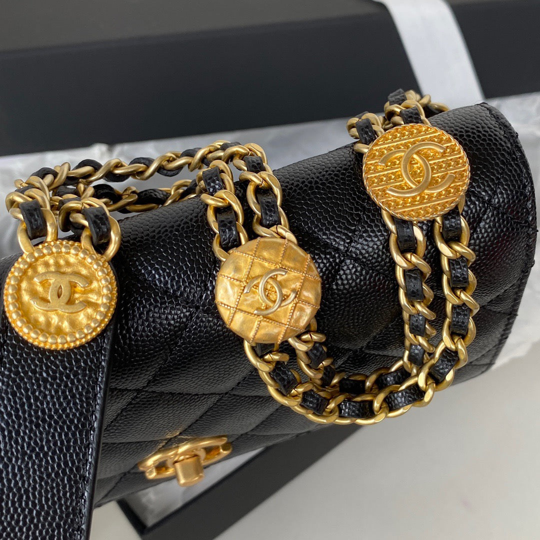 Chanel Clutch With Chain Gold Hardware Black For Women, Women’s Handbags, Shoulder Bags 7.1in/18cm AP2860