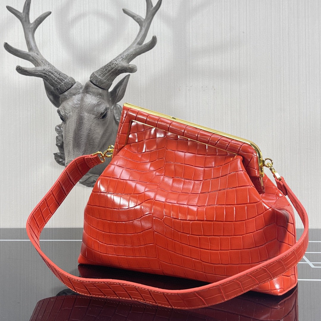 FI First Medium Orange Crocodile Bag For Woman 32.5cm/13in
