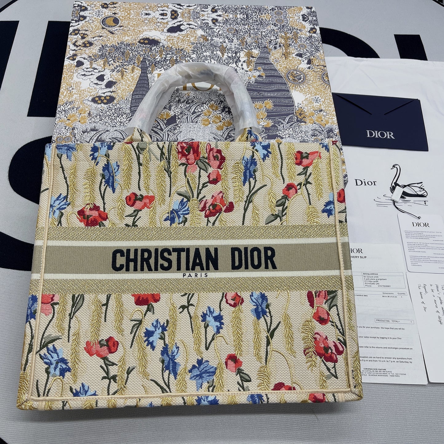 DI Large Book Tote White Multicolor, For Women, Women’s Handbags 16.5in/42cm CD