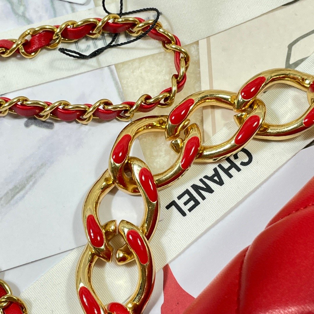 ChanelMini Flap Bag Gold Hardware Red For Women, Women’s Handbags, Shoulder Bags 6.7in/17cm AS3365