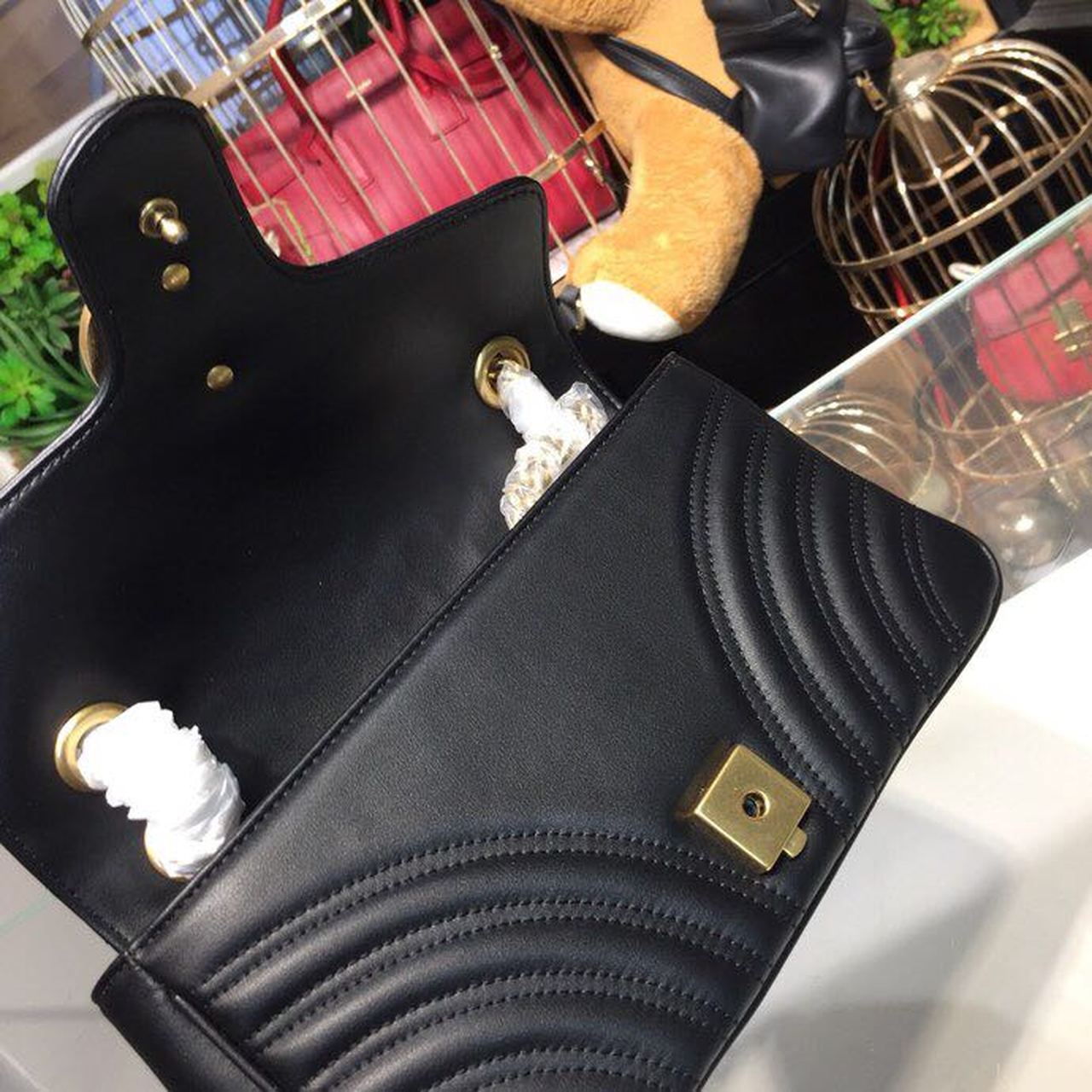 gg Marmont Small Matelassé Shoulder Bag Black For Women 10in/25cm 443497 DTDIT 1000
